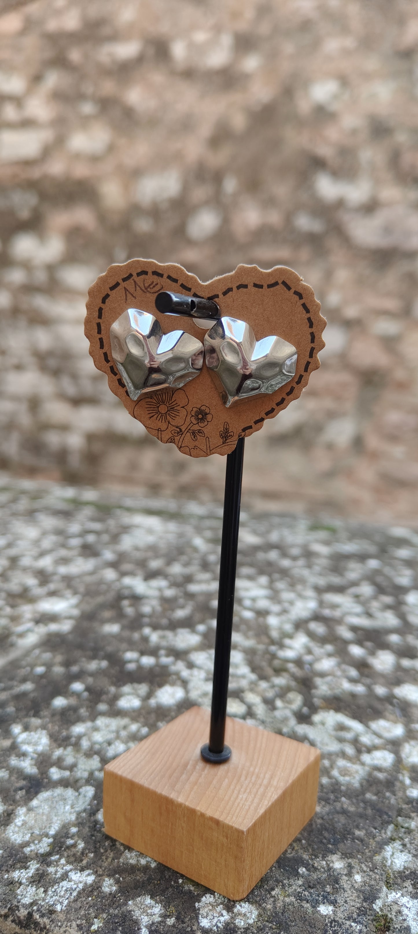 Orecchini cuore tridimensionale argento