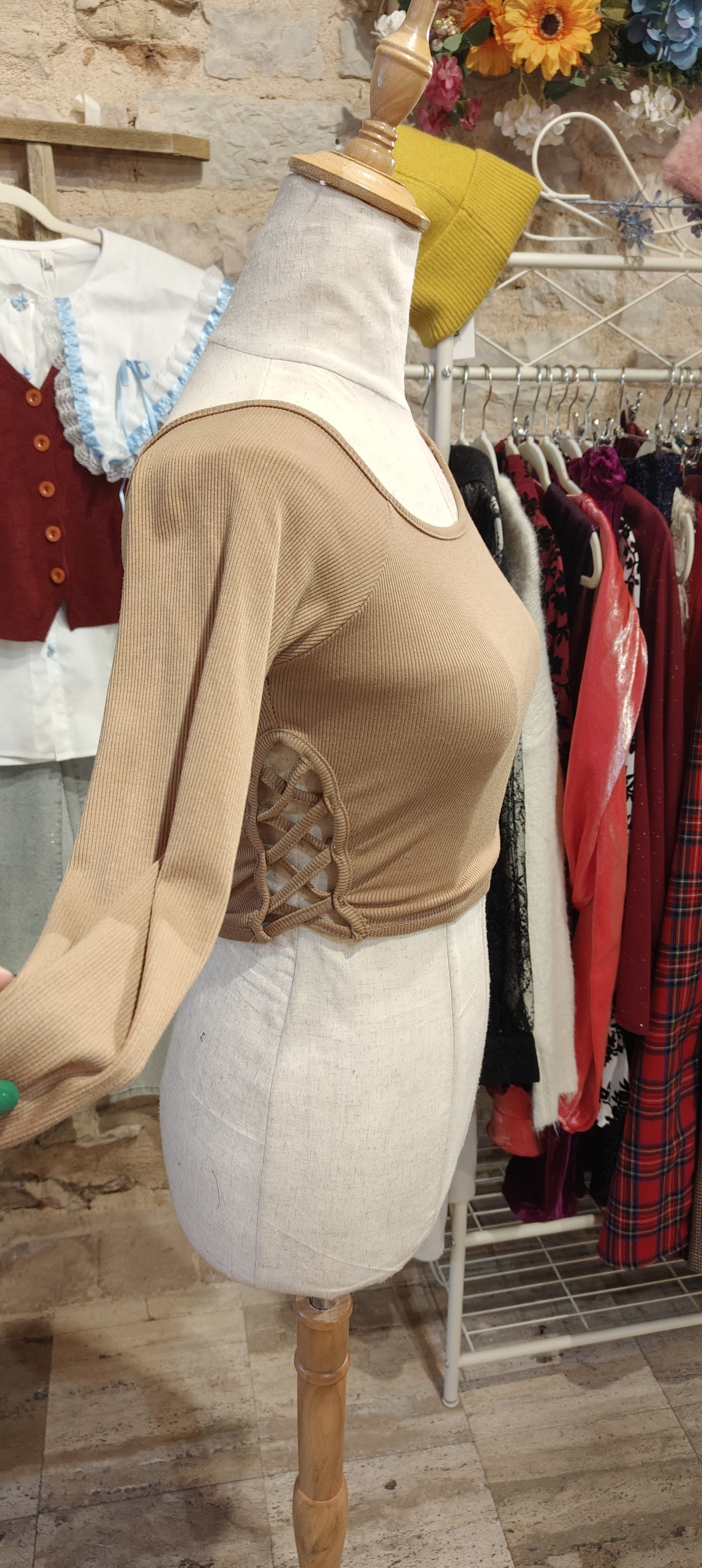 Maglia intreccio beige