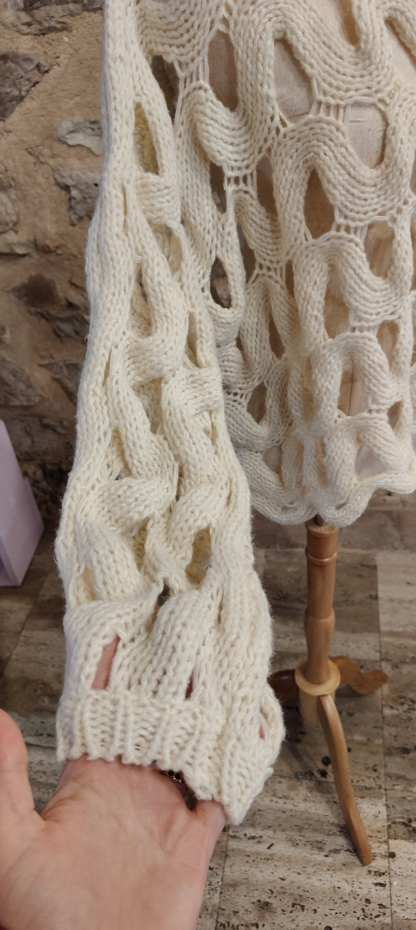 Maglione nido d'api bianco