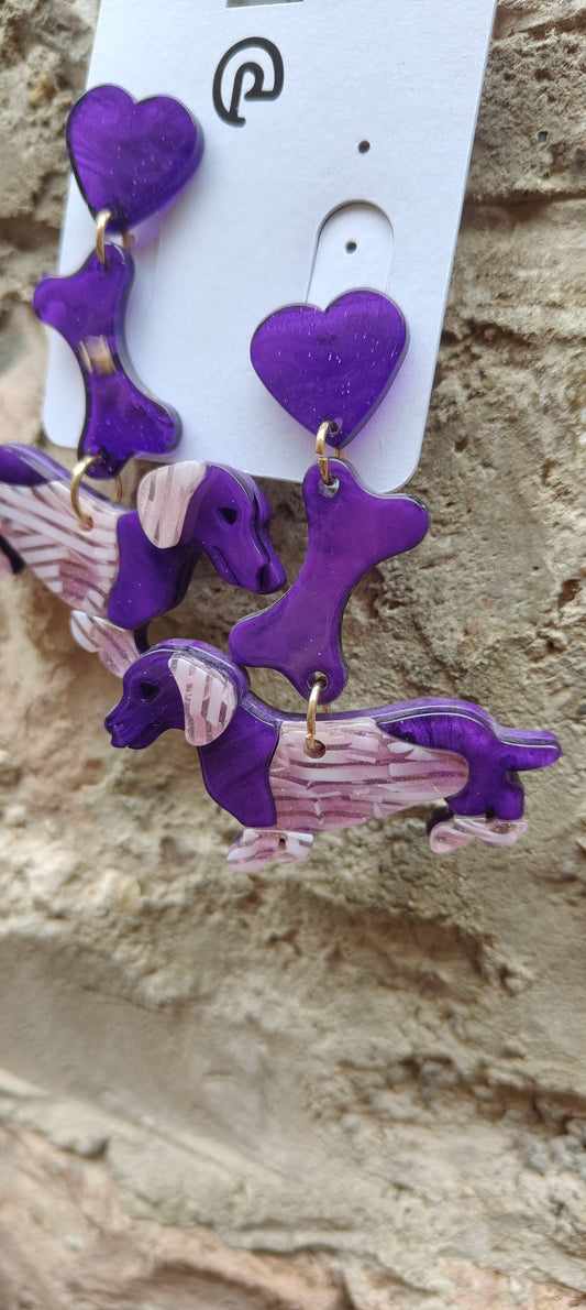 Orecchini cane viola