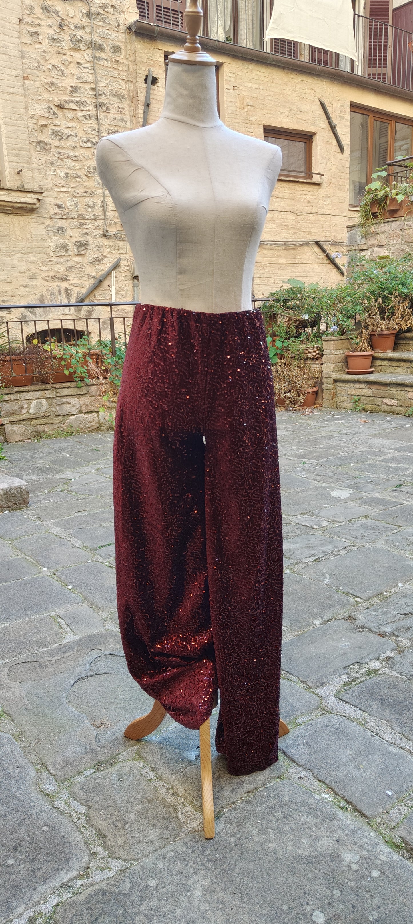 Pantaloni pailettosi rossi