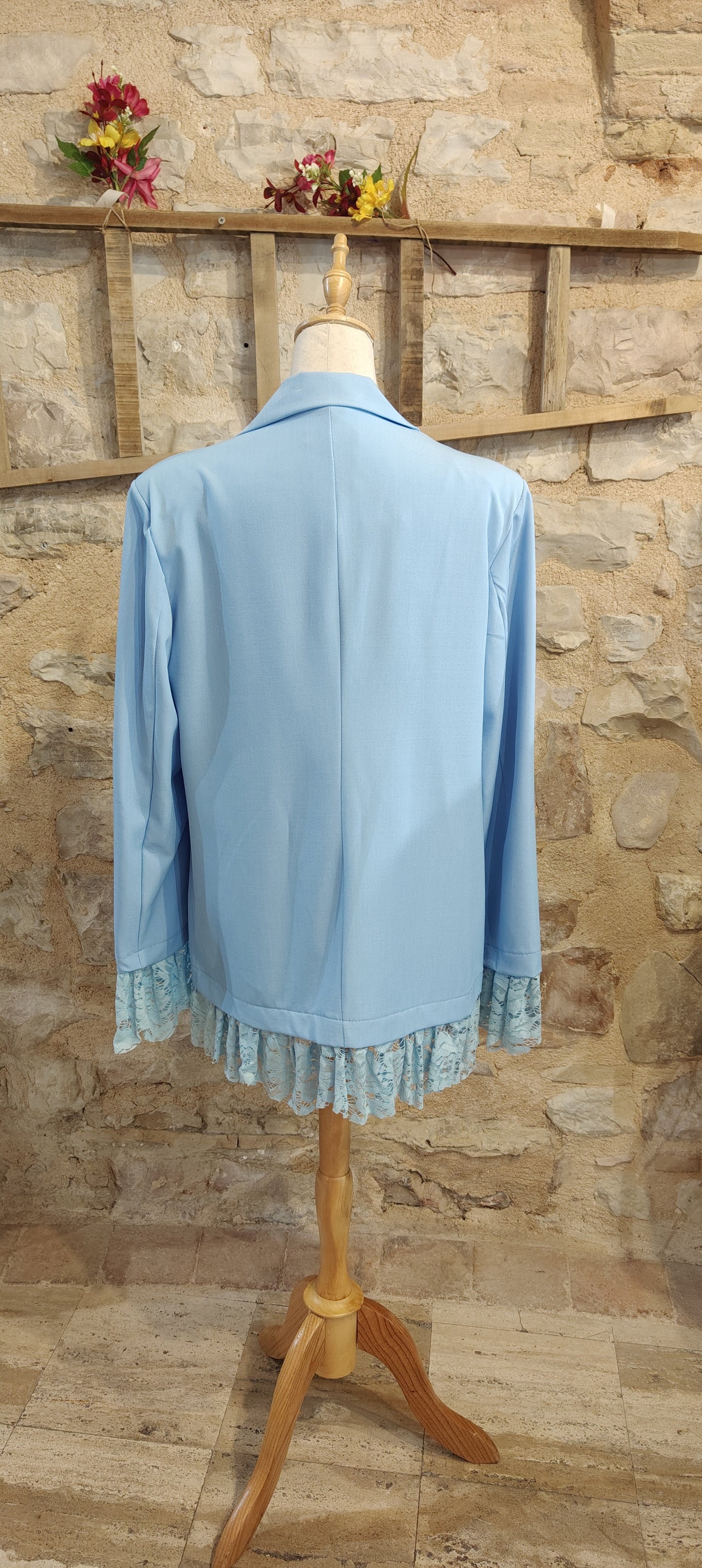 Blazer pizzo celeste