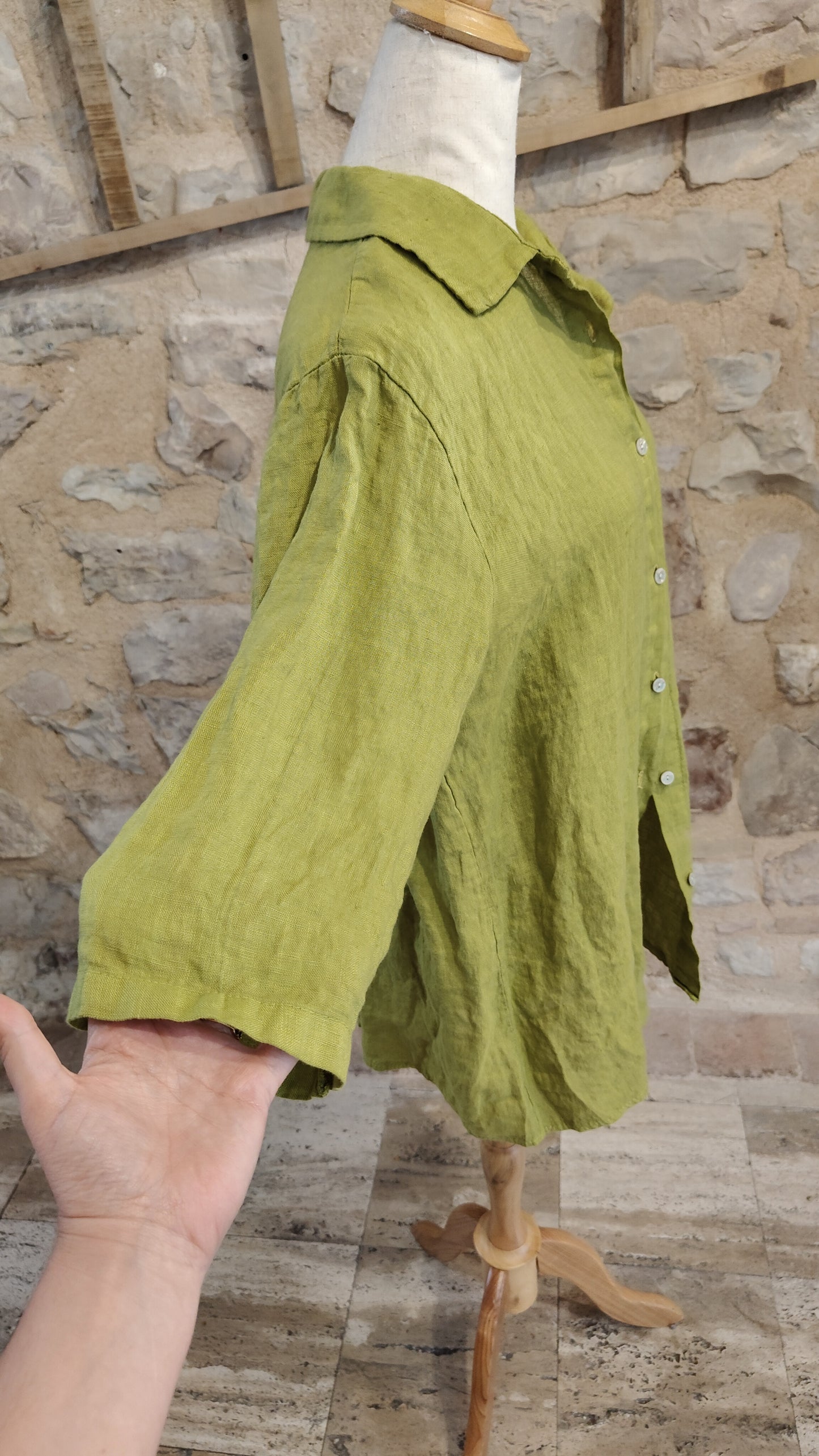Camicia 3/4 verde