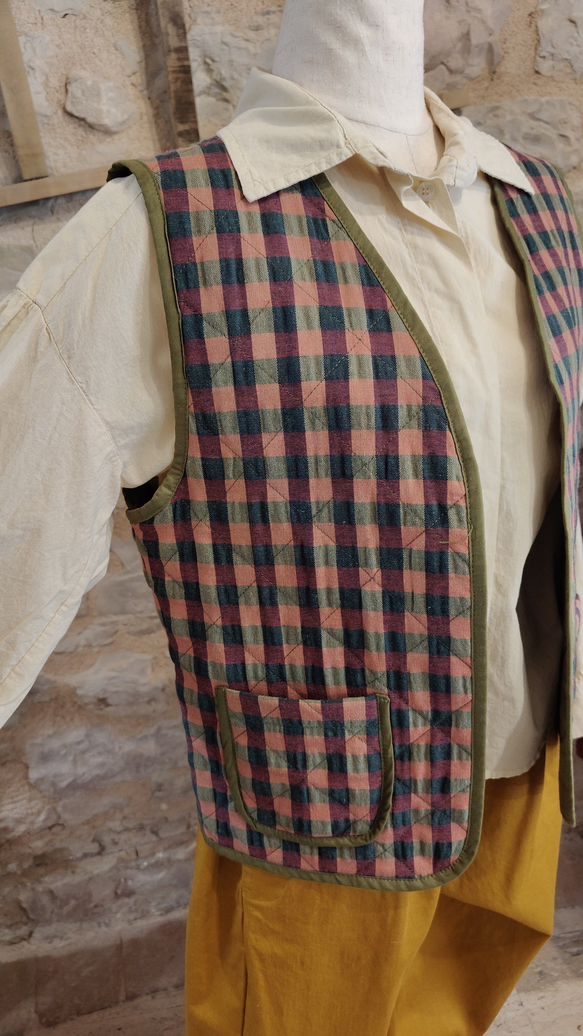 Gilet scacchetti (oliva)