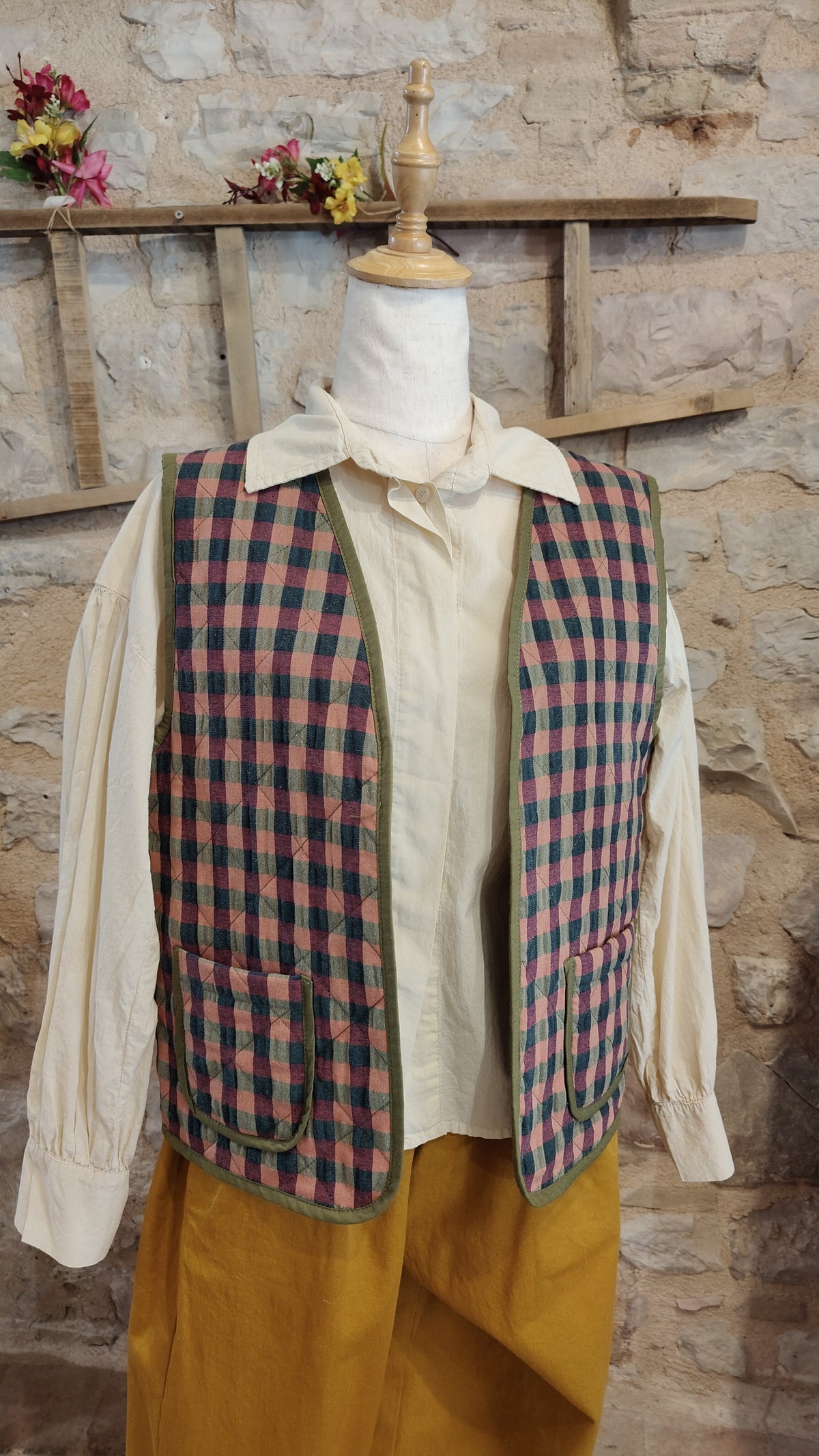 Gilet scacchetti (oliva)