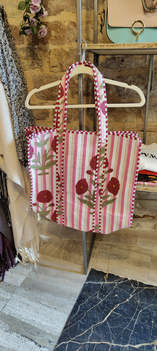 Borsone fiori rosa
