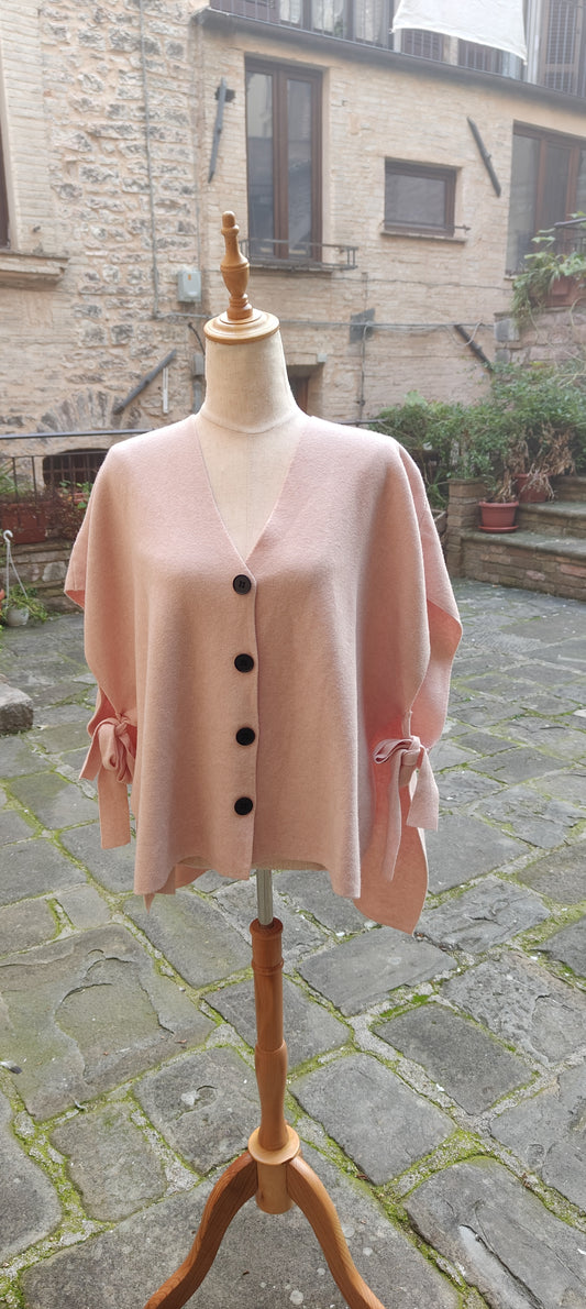 Gilet/poncho rosa antico
