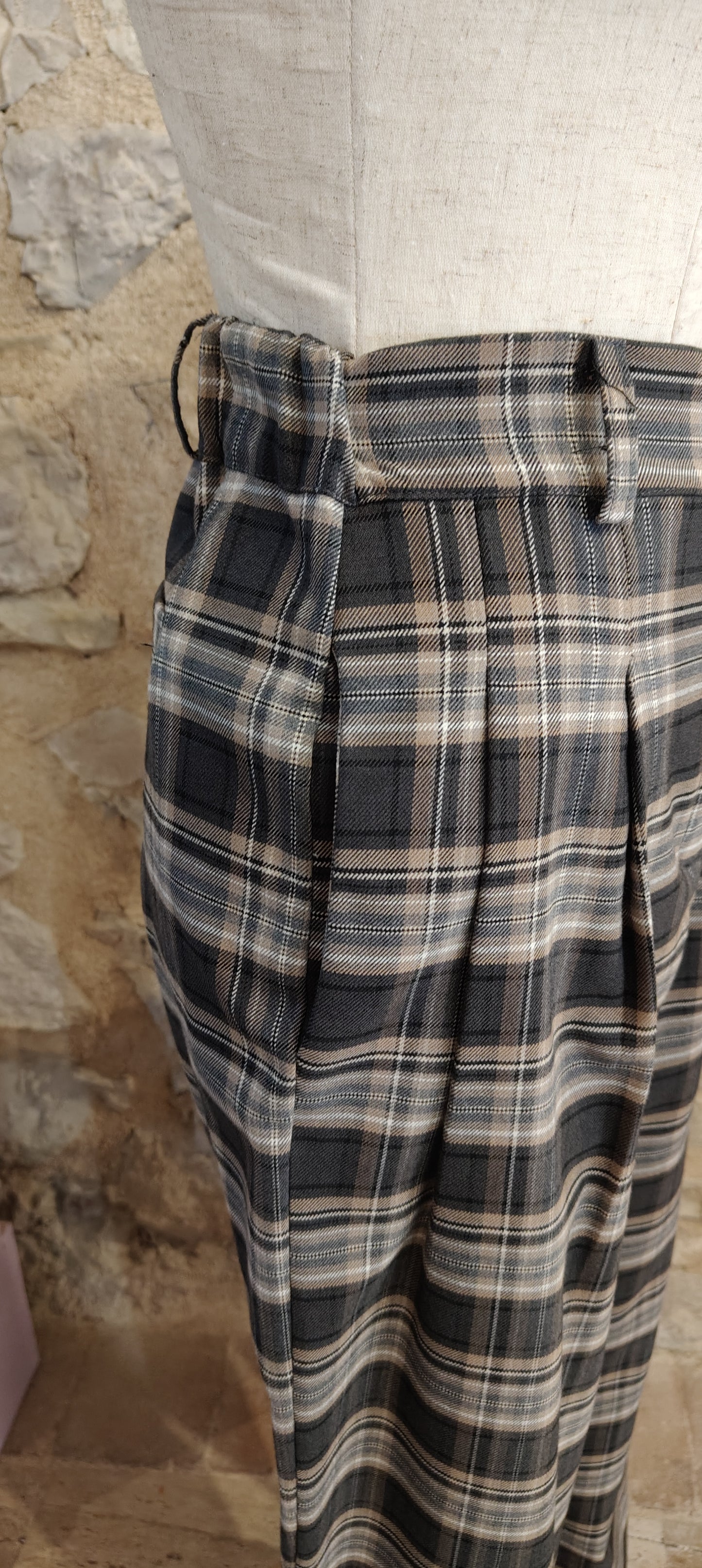 Pantalone baloon tartan beige