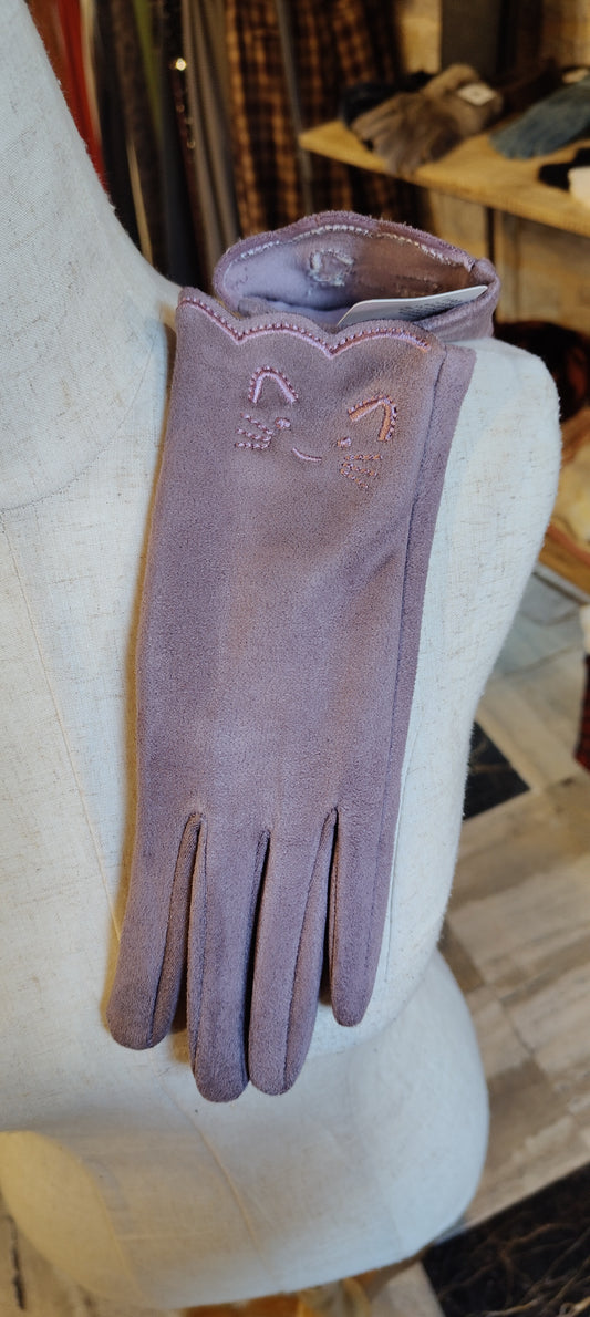 Guanti gatto lavanda